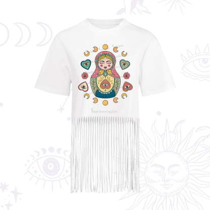 Purplehecate Nesting Doll Fringe Hem T-Shirt