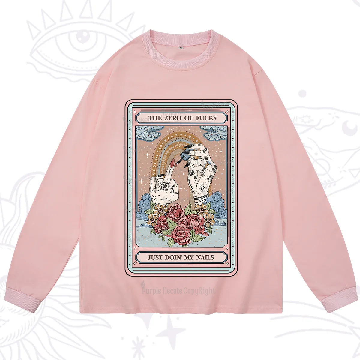 Purplehecate The Zero of Fucks Just Doin' My Nails Tarot Long Sleeve T-Shirt