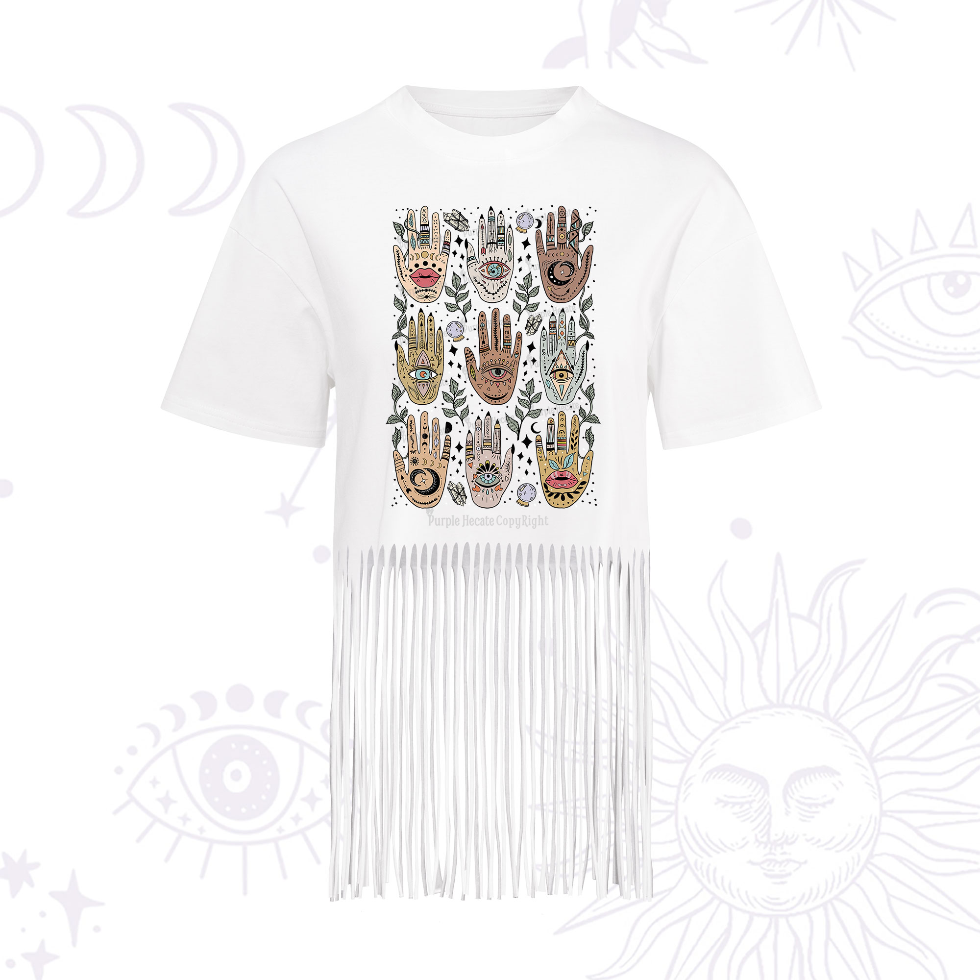 Purplehecate Helping Hands Fringe Hem T-Shirt