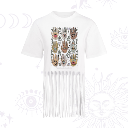 Purplehecate Helping Hands Fringe Hem T-Shirt