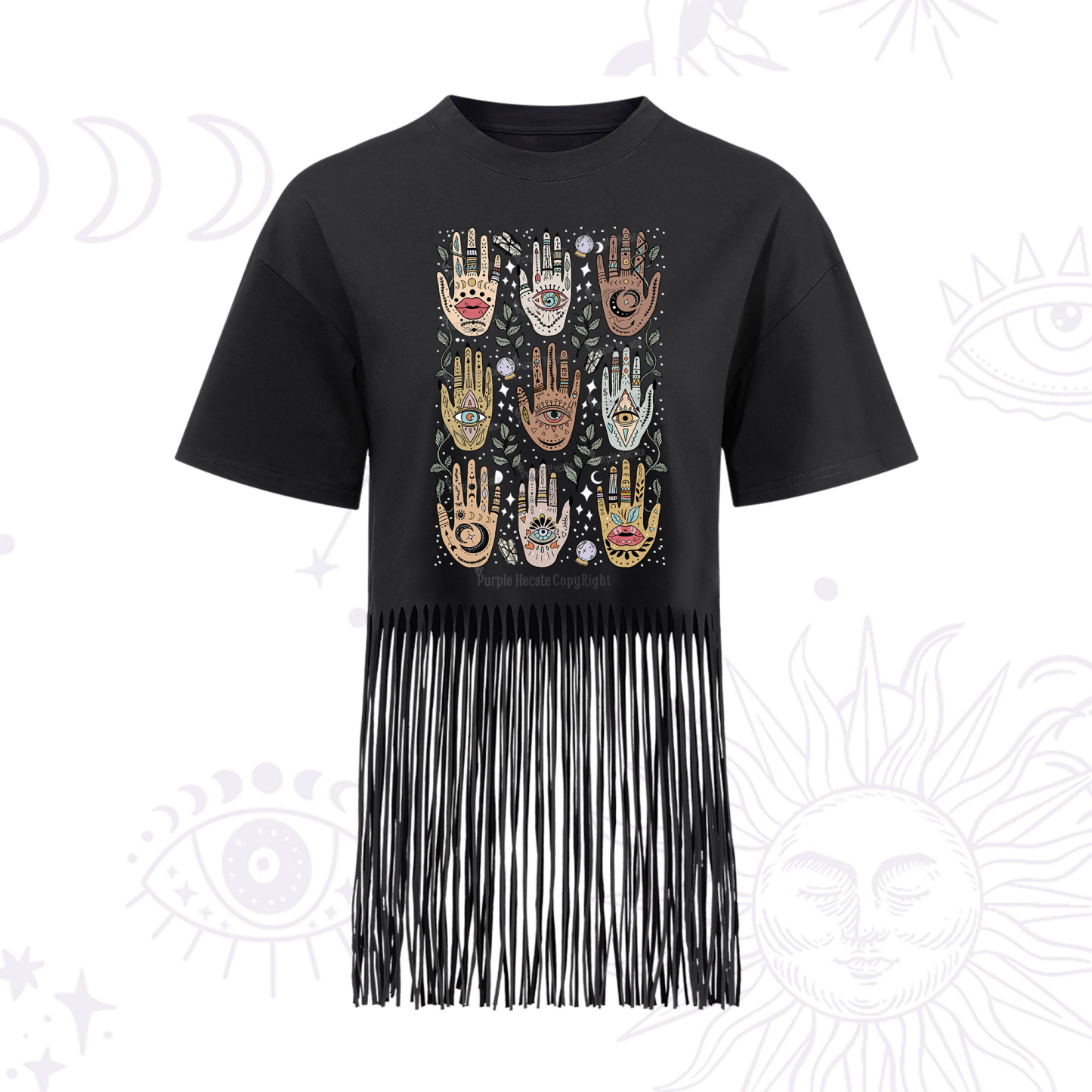 Purplehecate Helping Hands Fringe Hem T-Shirt