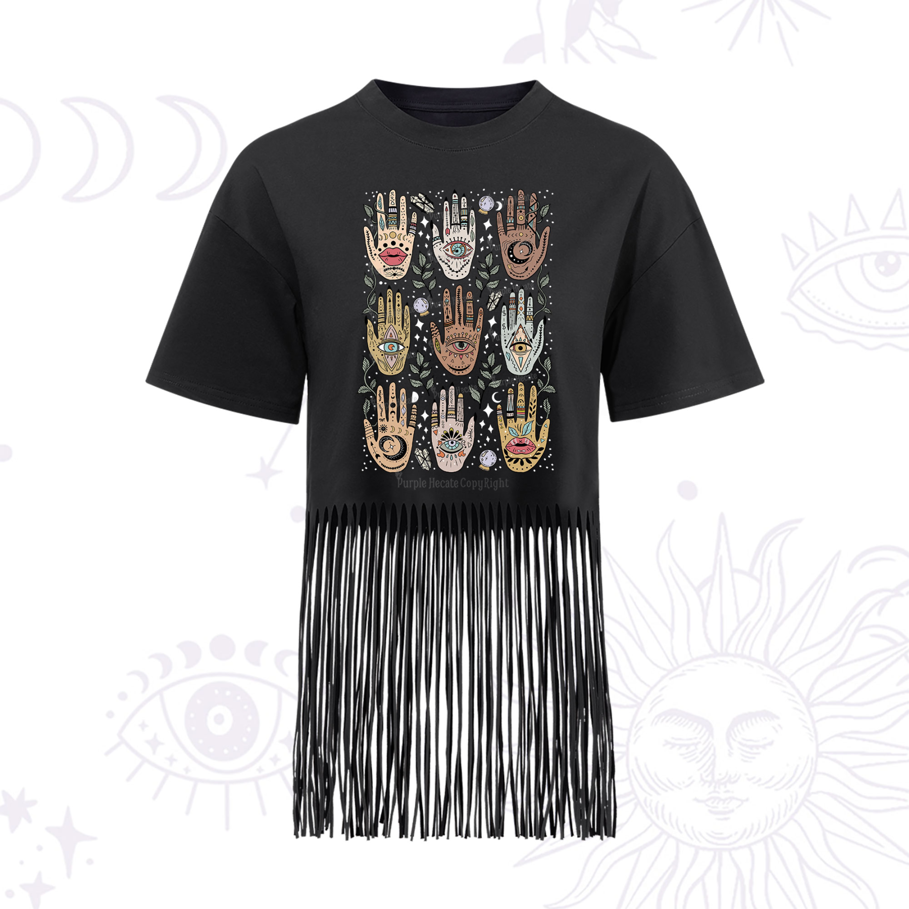 Purplehecate Helping Hands Fringe Hem T-Shirt