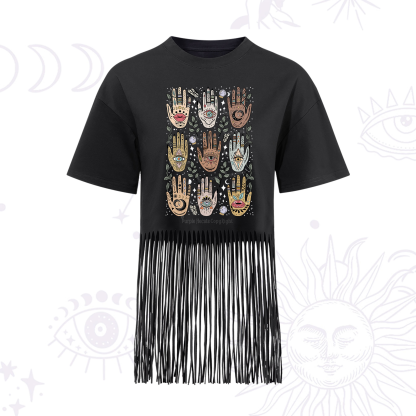 Purplehecate Helping Hands Fringe Hem T-Shirt