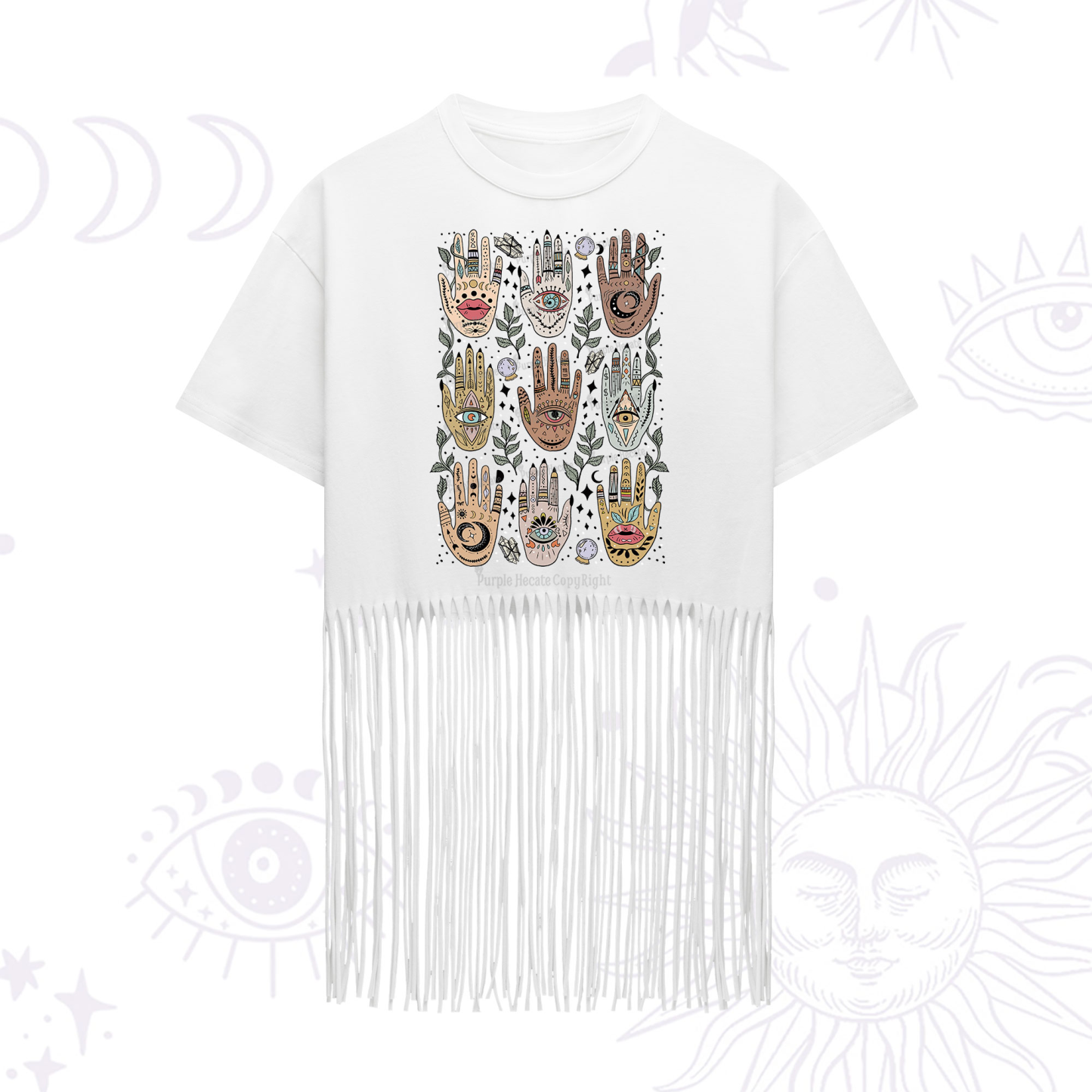 Purplehecate Helping Hands Fringe Hem T-Shirt