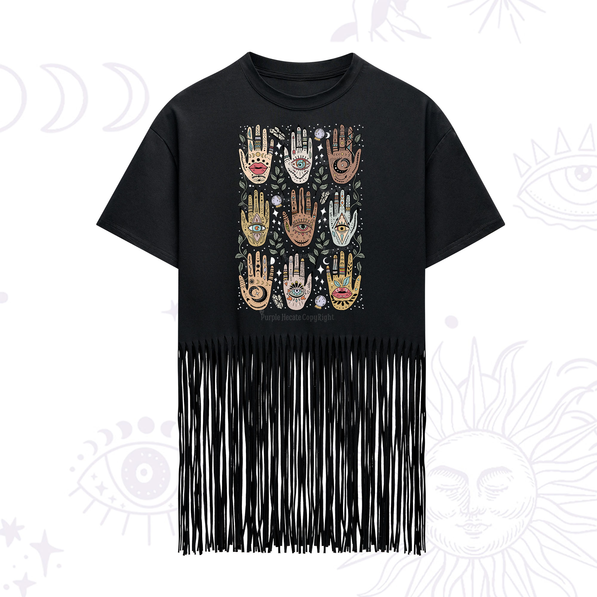 Purplehecate Helping Hands Fringe Hem T-Shirt