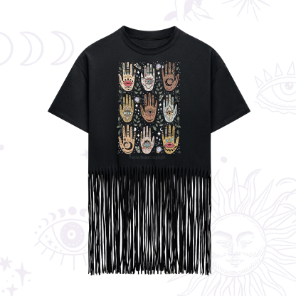 Purplehecate Helping Hands Fringe Hem T-Shirt