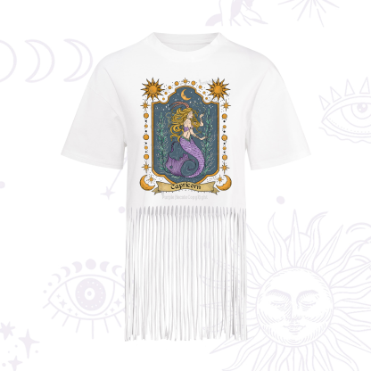 Purplehecate Capricorn Zodiac Fringe Hem T-Shirt