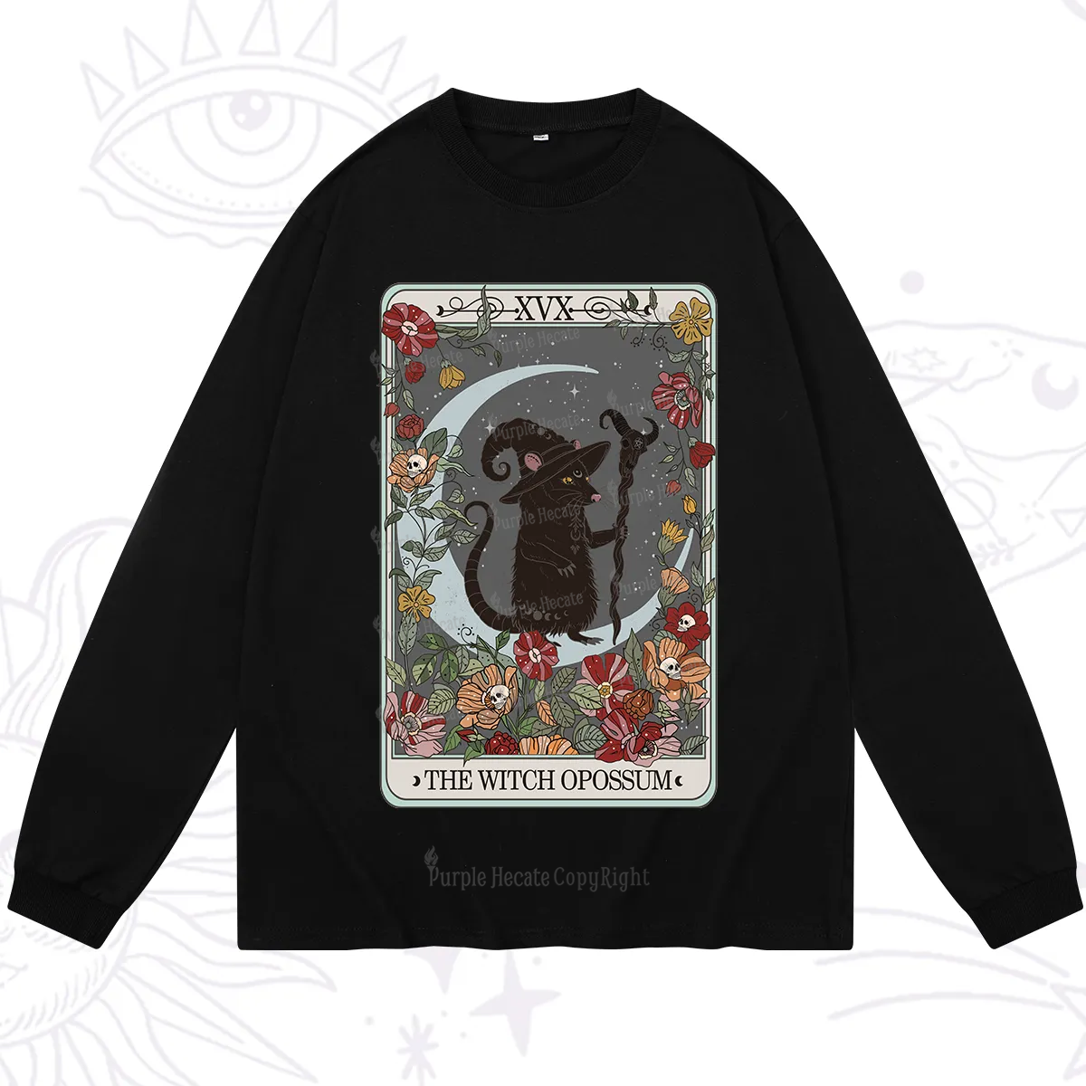 Purplehecate The Witch Opossum Tarot Long Sleeve T-Shirt