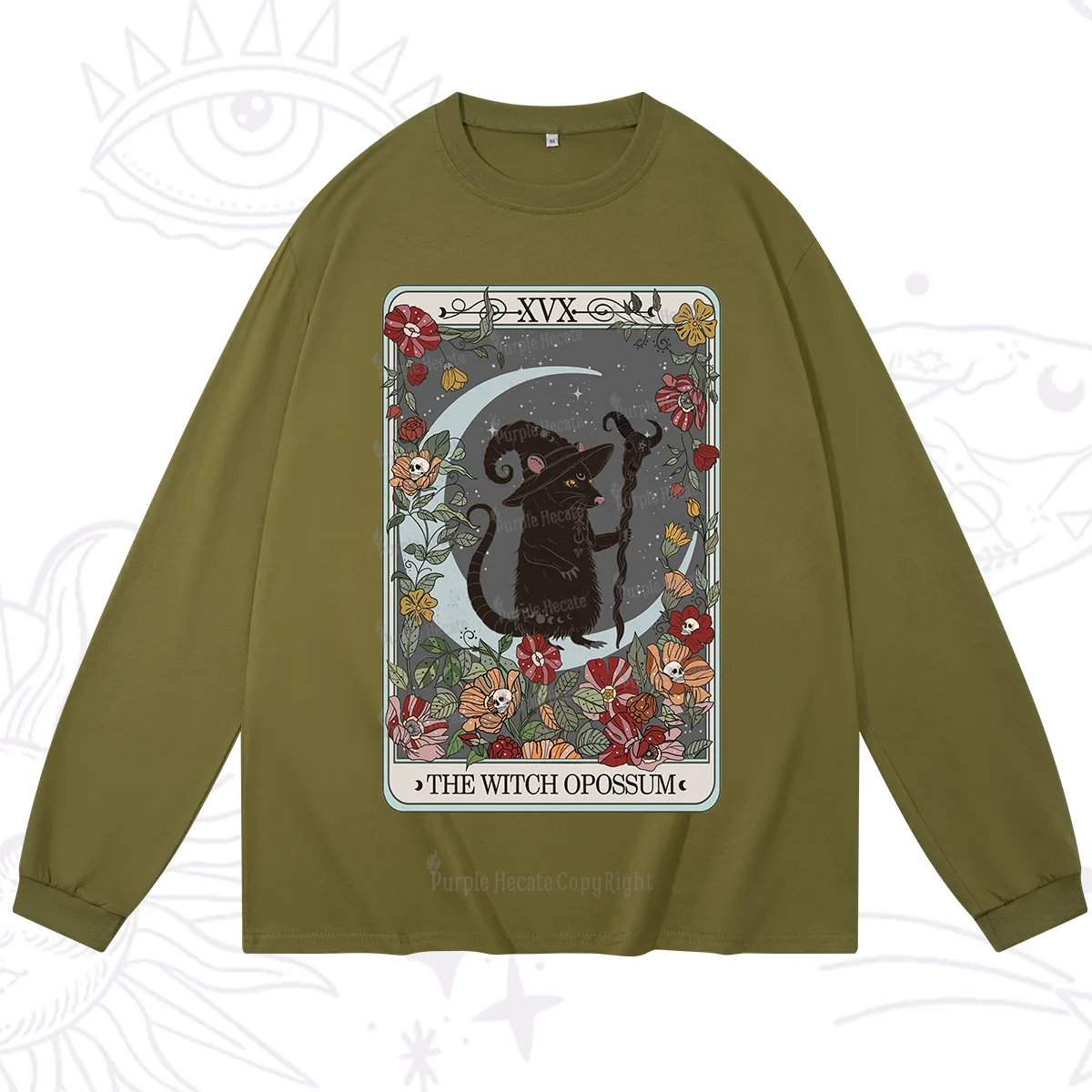Purplehecate The Witch Opossum Tarot Long Sleeve T-Shirt