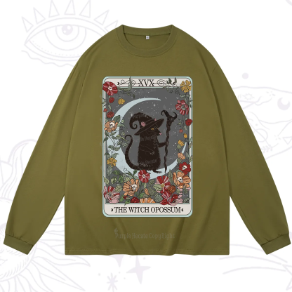 Purplehecate The Witch Opossum Tarot Long Sleeve T-Shirt