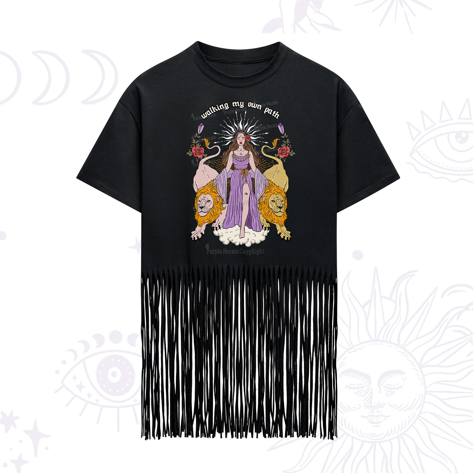 Purplehecate The Goddess Walking My Own Path Fringe Hem T-Shirt