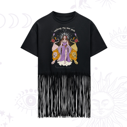 Purplehecate The Goddess Walking My Own Path Fringe Hem T-Shirt