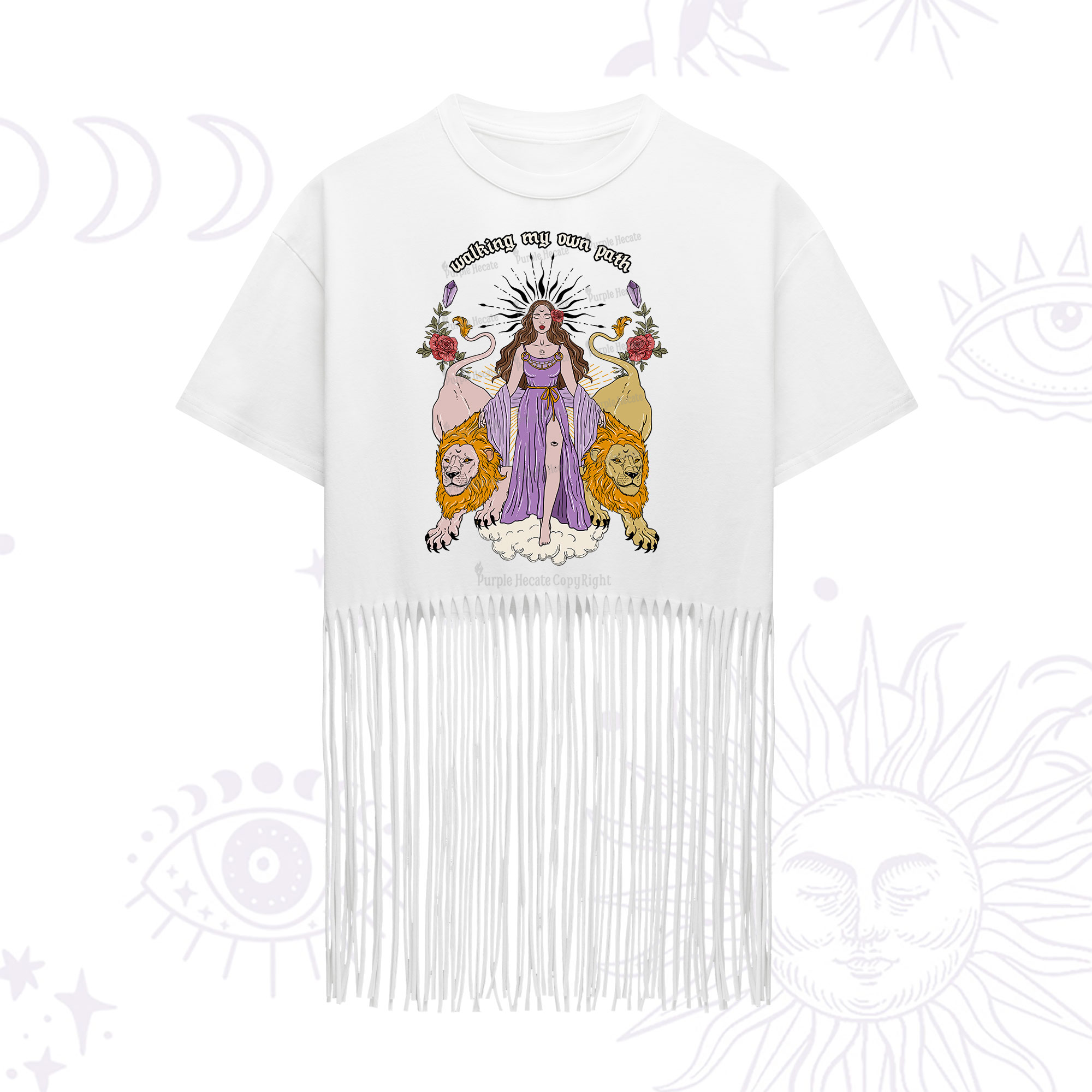 Purplehecate The Goddess Walking My Own Path Fringe Hem T-Shirt