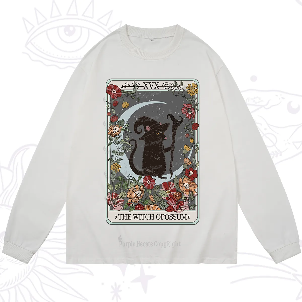 Purplehecate The Witch Opossum Tarot Long Sleeve T-Shirt