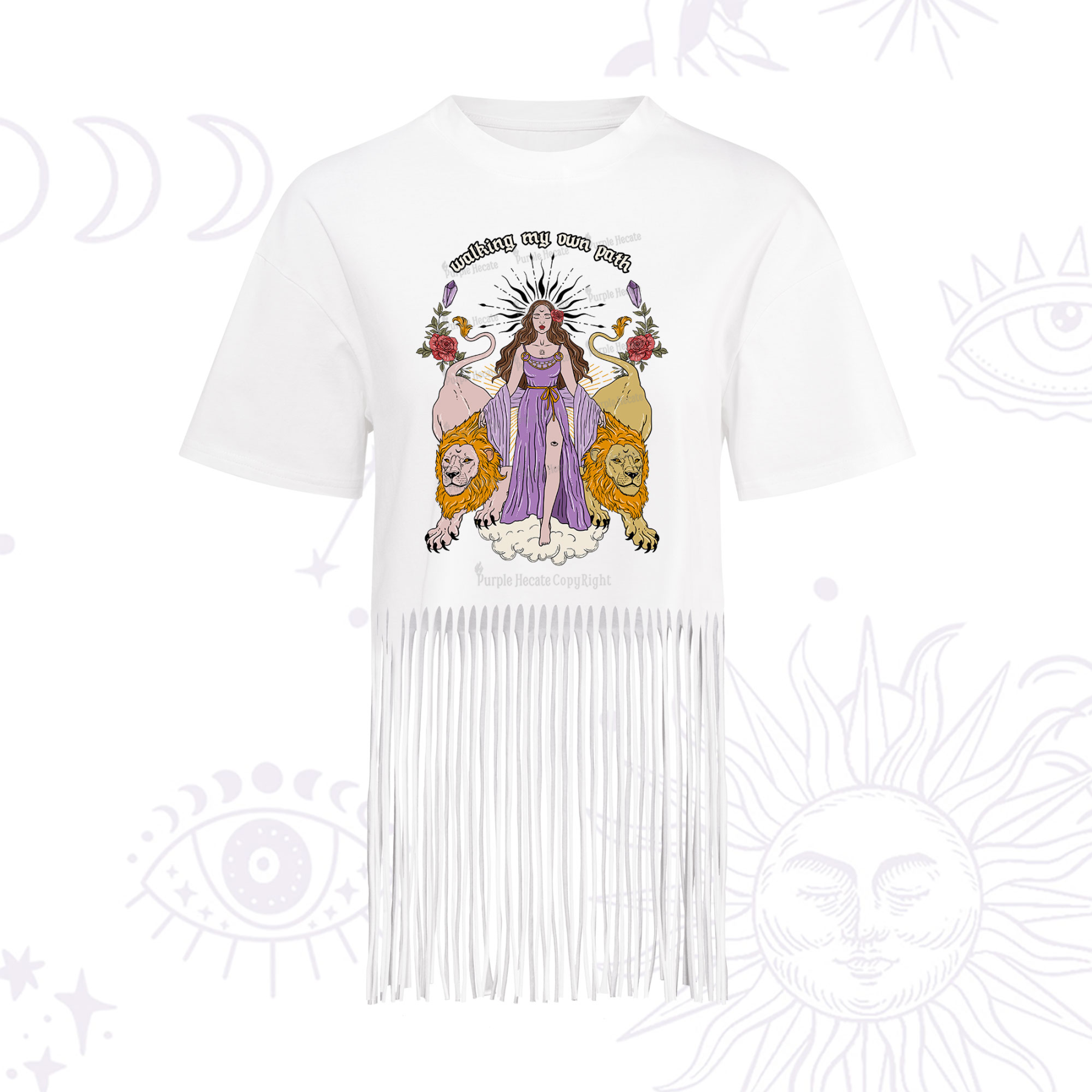 Purplehecate The Goddess Walking My Own Path Fringe Hem T-Shirt