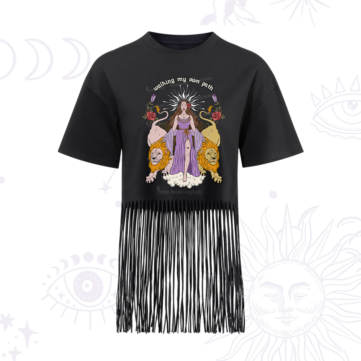 Purplehecate The Goddess Walking My Own Path Fringe Hem T-Shirt