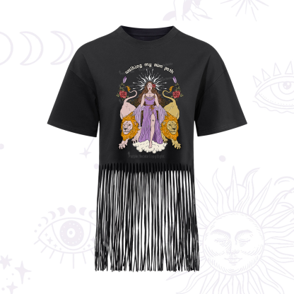 Purplehecate The Goddess Walking My Own Path Fringe Hem T-Shirt