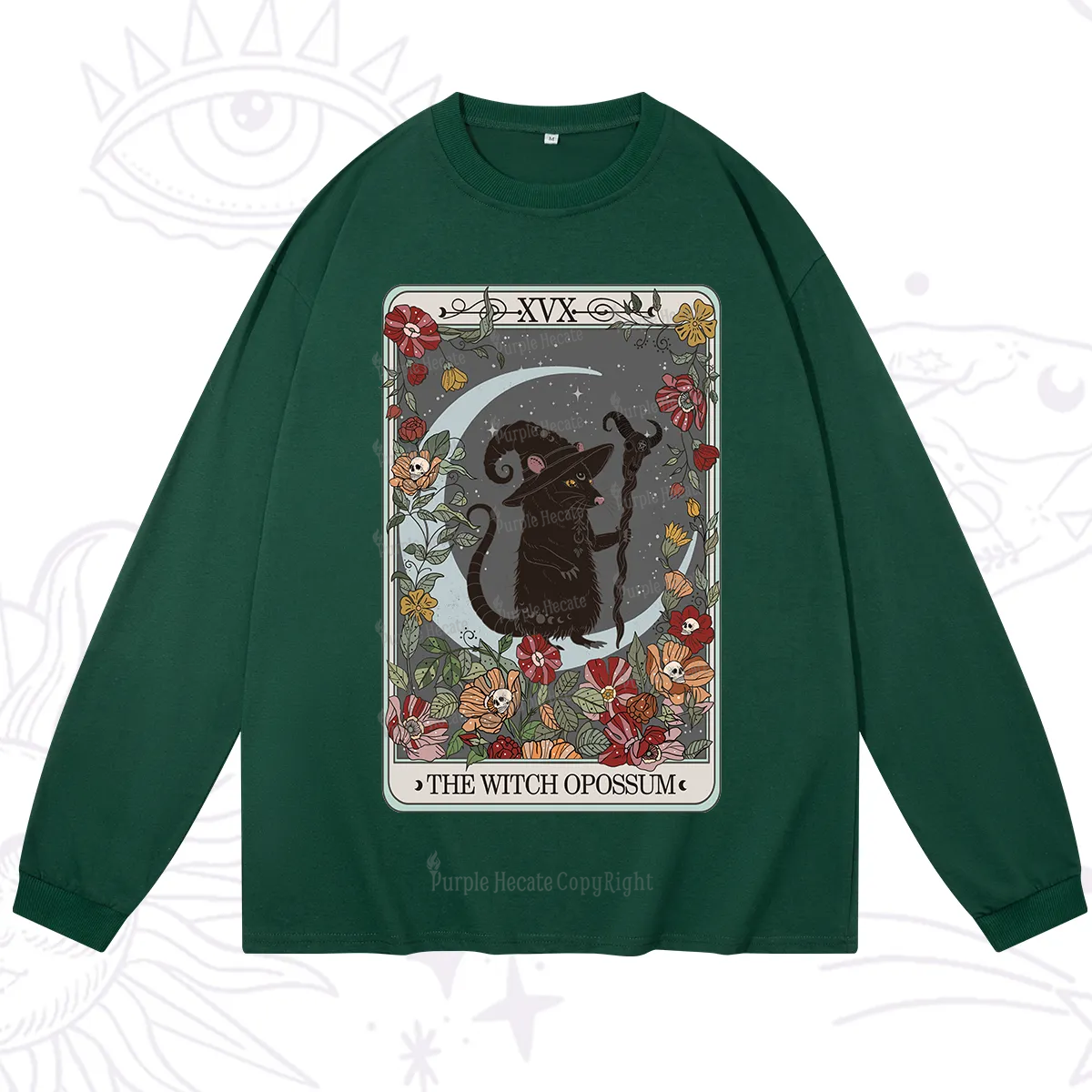 Purplehecate The Witch Opossum Tarot Long Sleeve T-Shirt