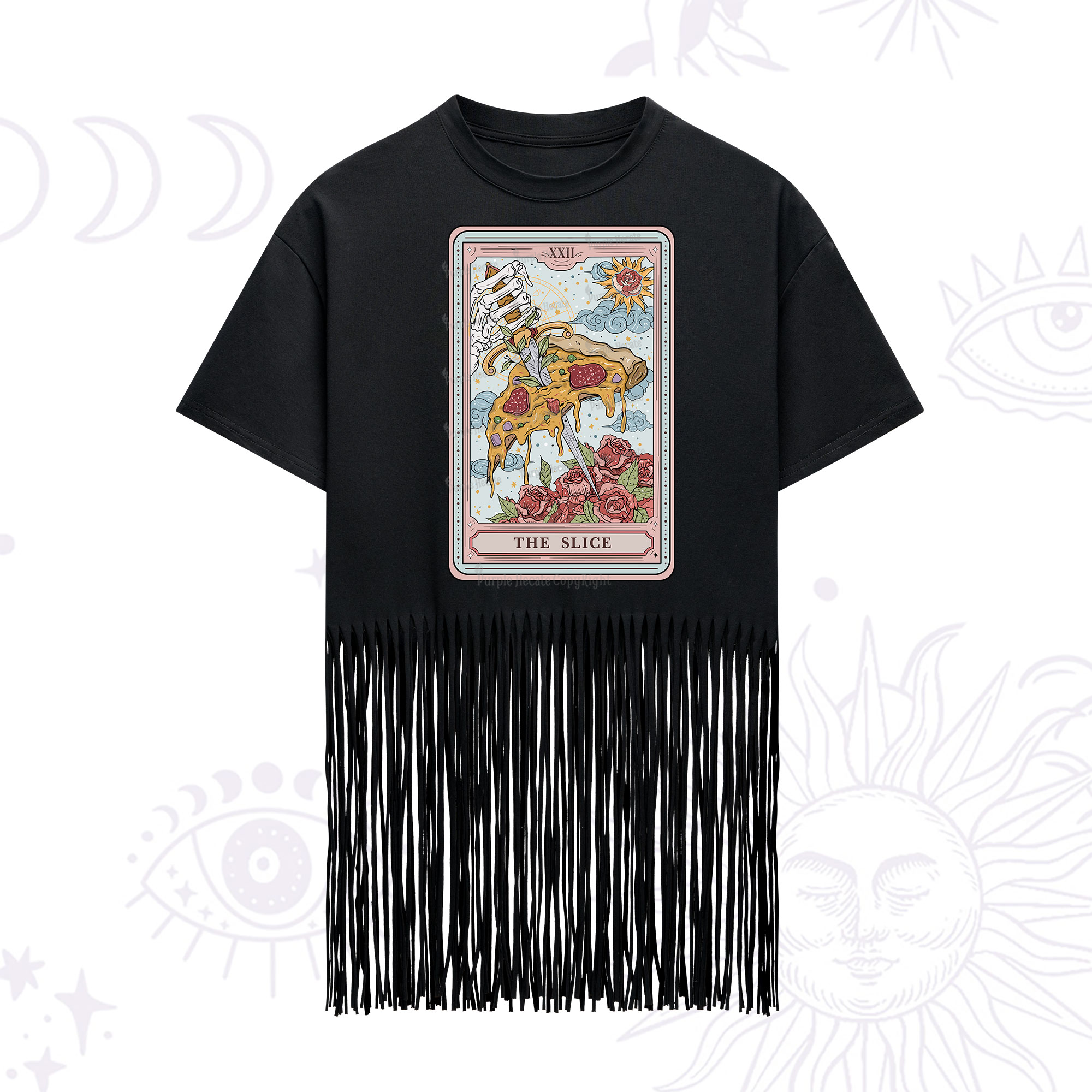 Purplehecate The Slice Food Tarot Fringe Hem T-Shirt