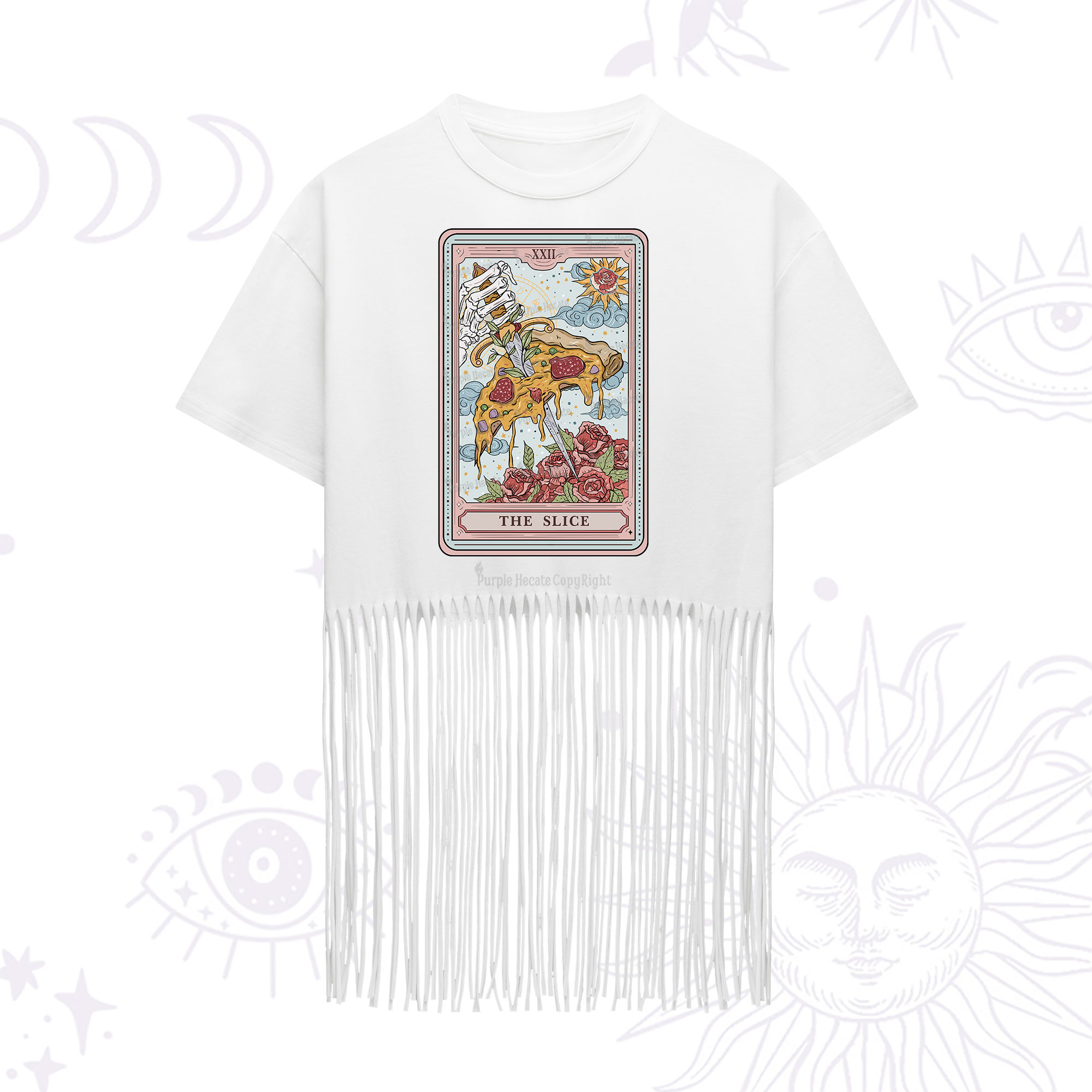 Purplehecate The Slice Food Tarot Fringe Hem T-Shirt
