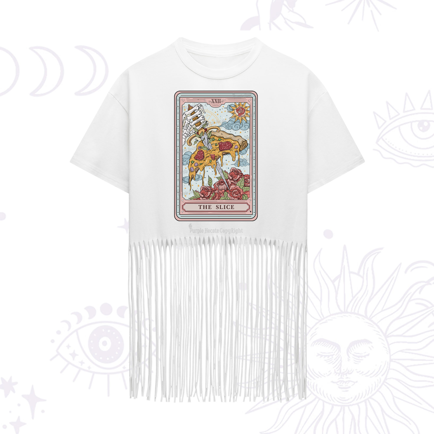Purplehecate The Slice Food Tarot Fringe Hem T-Shirt