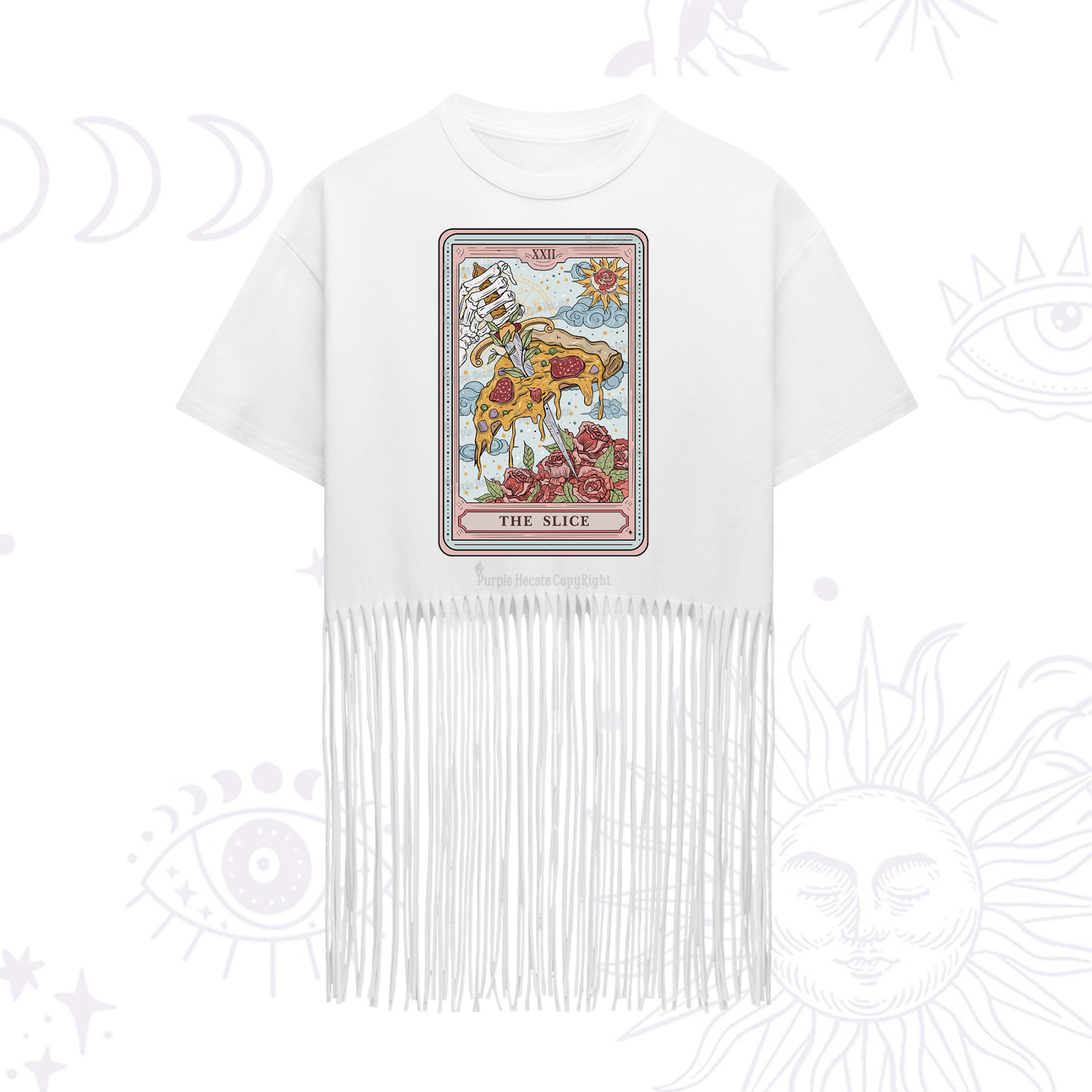 Purplehecate The Slice Food Tarot Fringe Hem T-Shirt