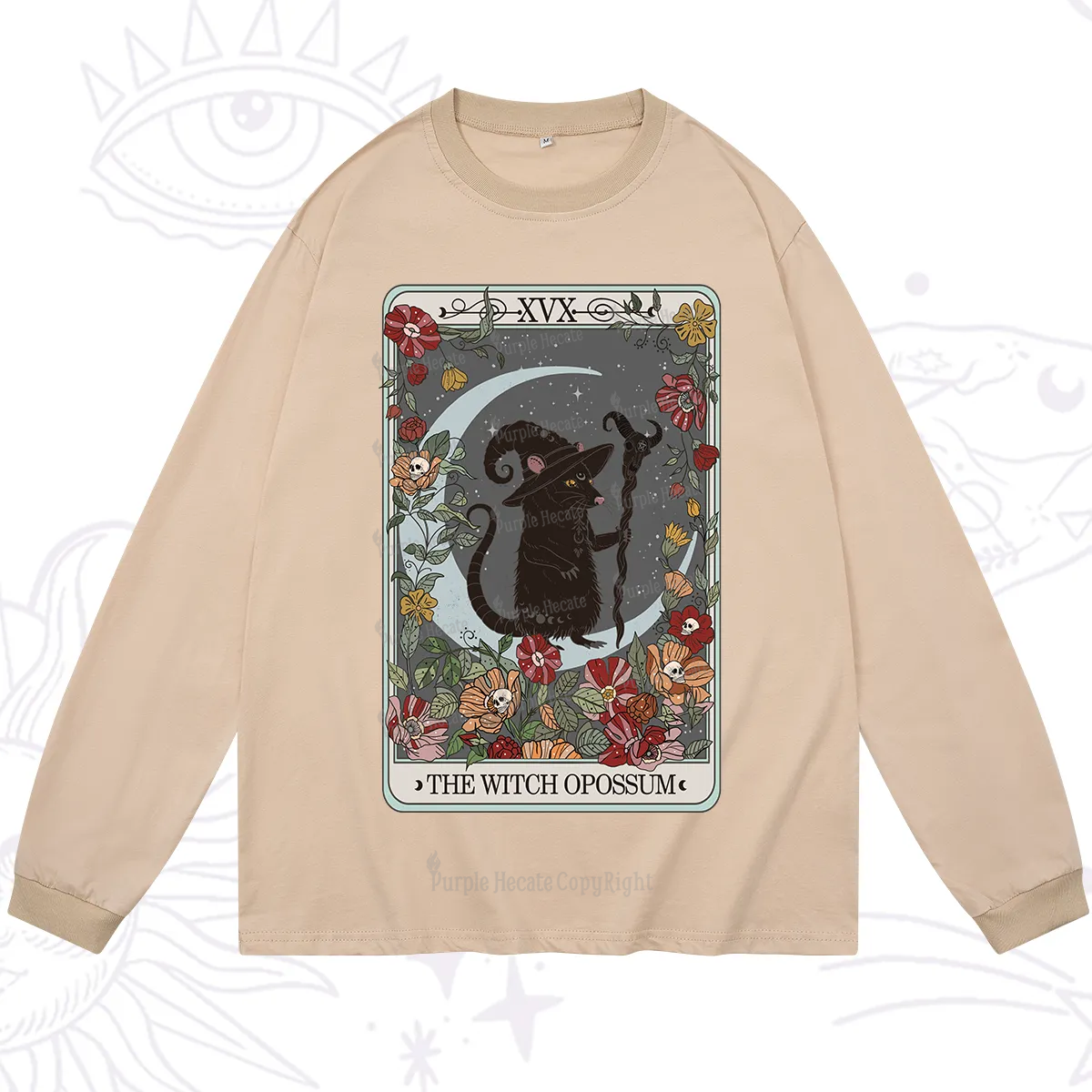 Purplehecate The Witch Opossum Tarot Long Sleeve T-Shirt