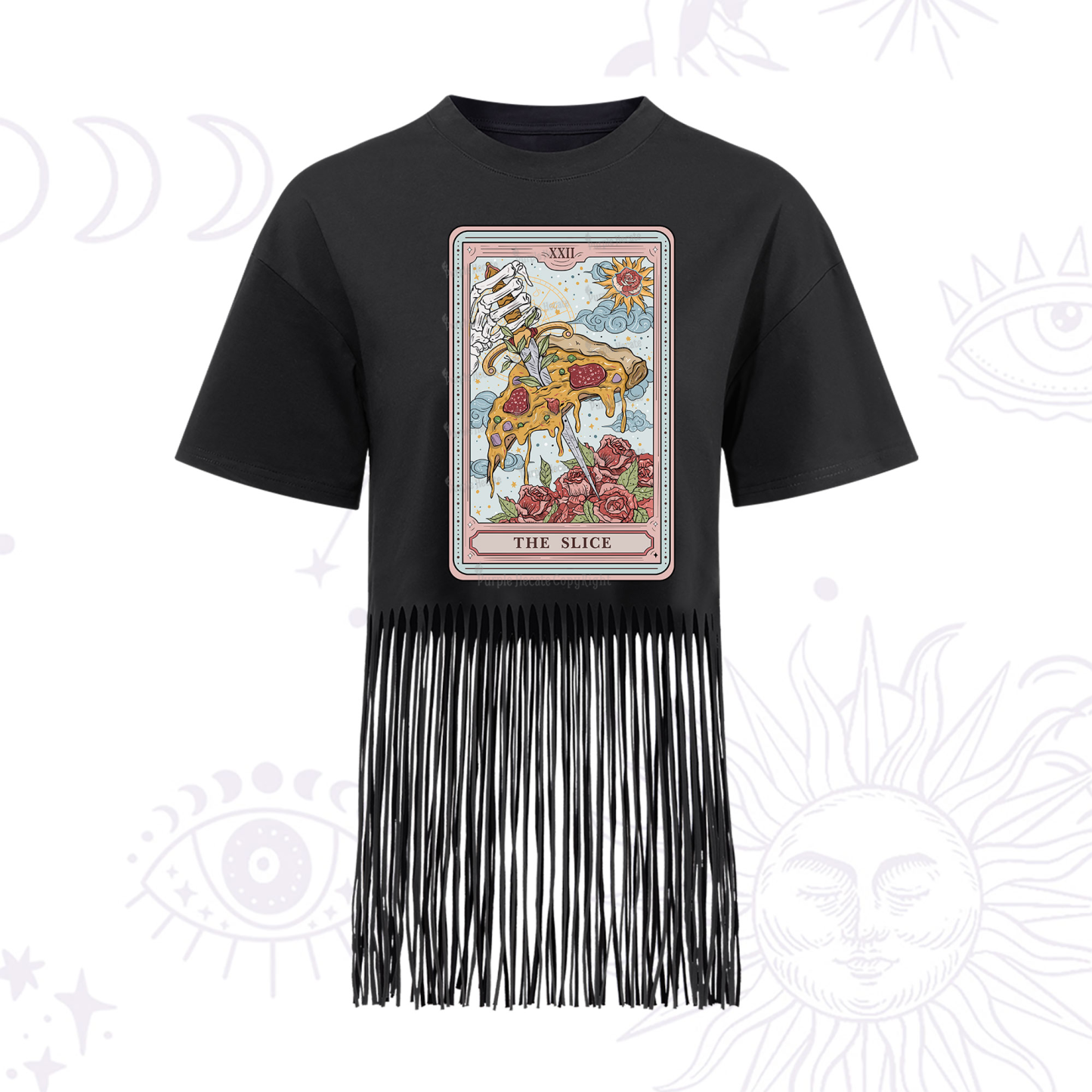 Purplehecate The Slice Food Tarot Fringe Hem T-Shirt
