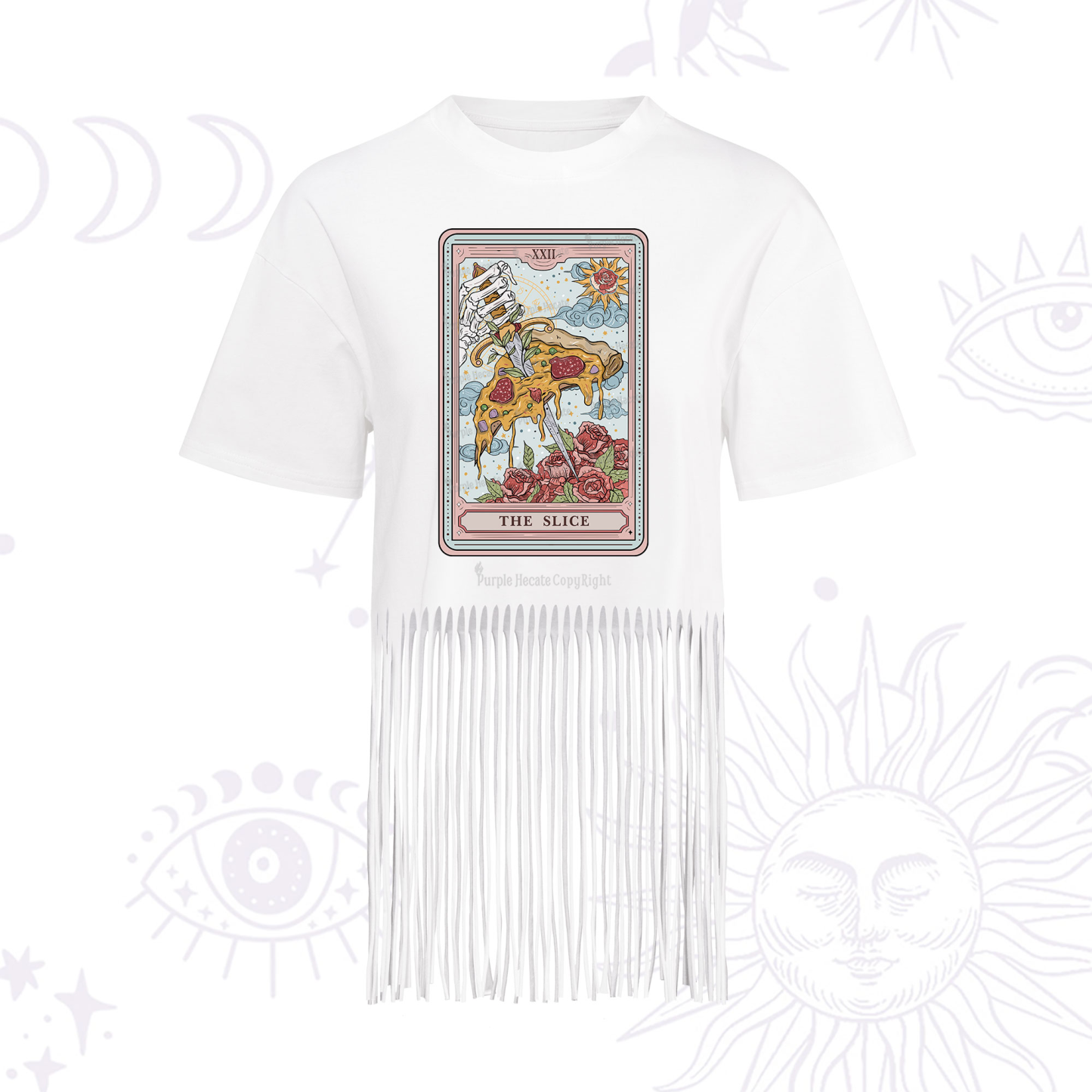 Purplehecate The Slice Food Tarot Fringe Hem T-Shirt