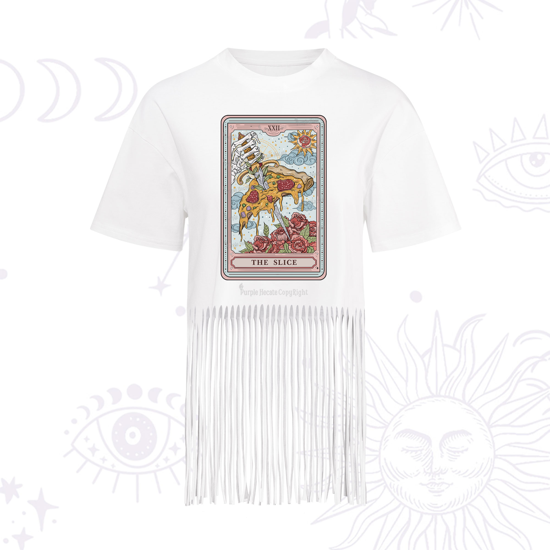 Purplehecate The Slice Food Tarot Fringe Hem T-Shirt