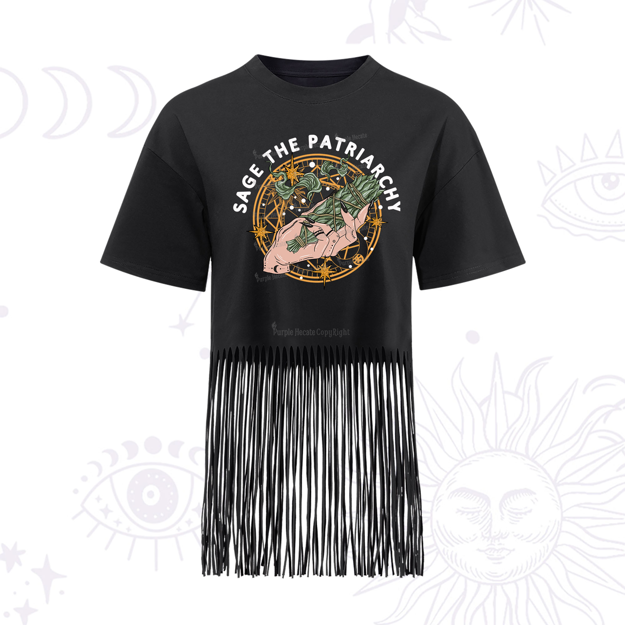Purplehecate Sage The Patriarchy  Fringe Hem T-Shirt