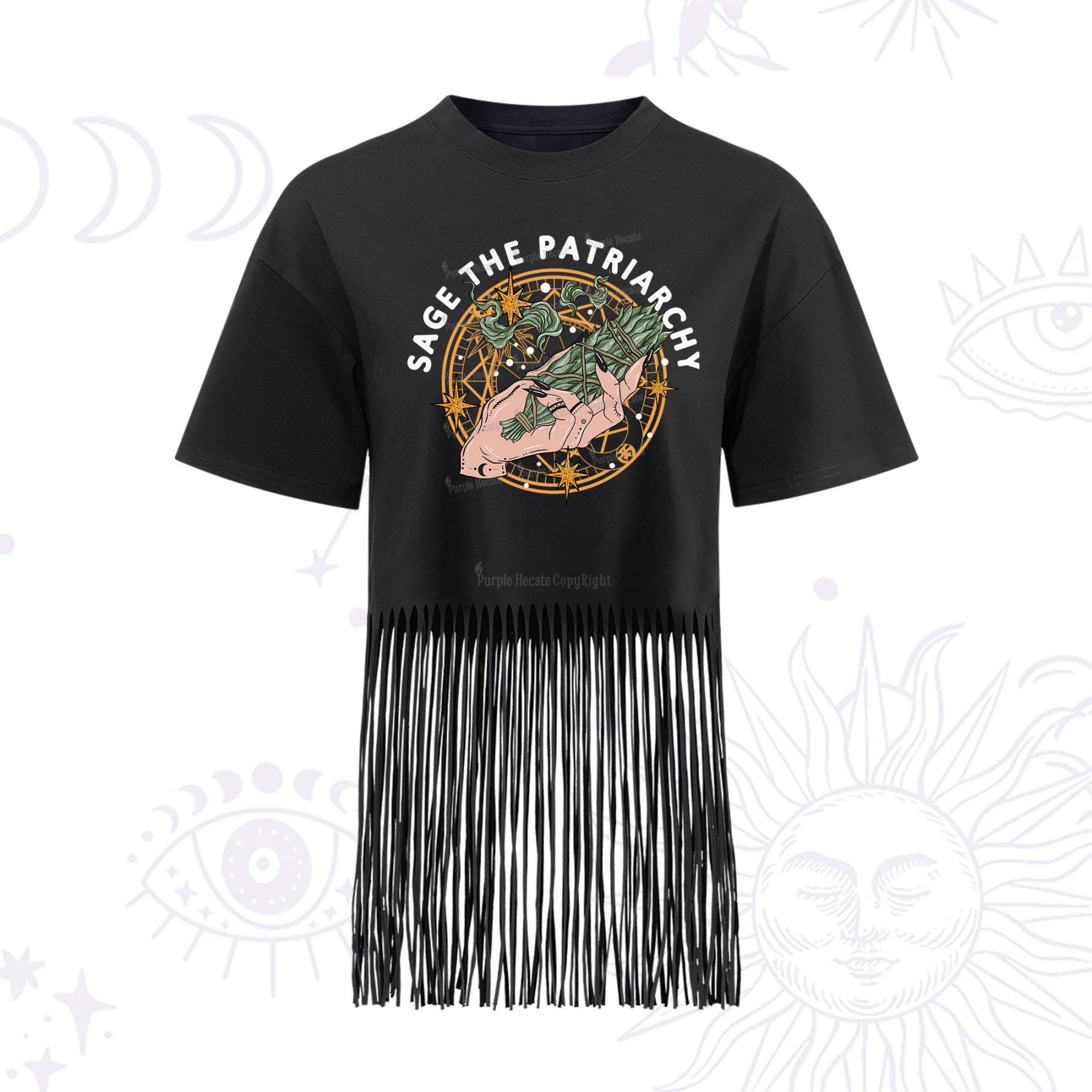 Purplehecate Sage The Patriarchy  Fringe Hem T-Shirt