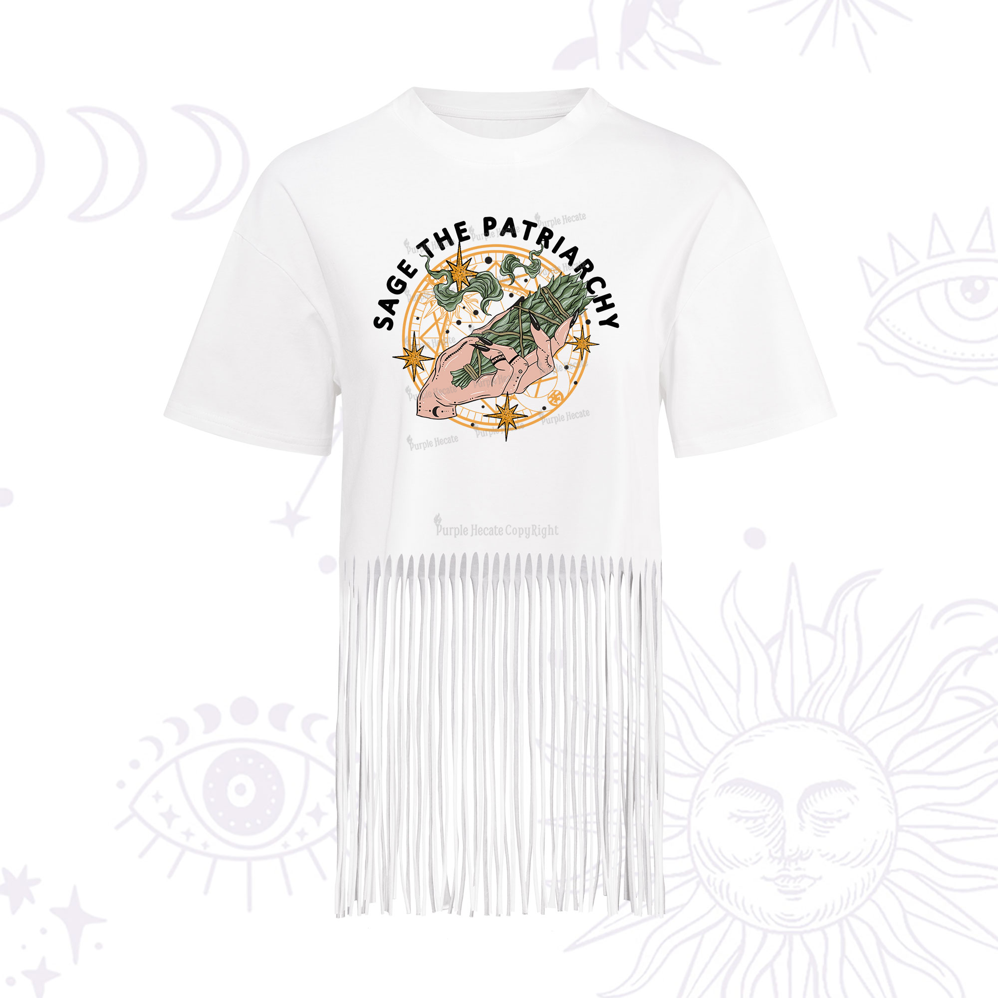 Purplehecate Sage The Patriarchy  Fringe Hem T-Shirt