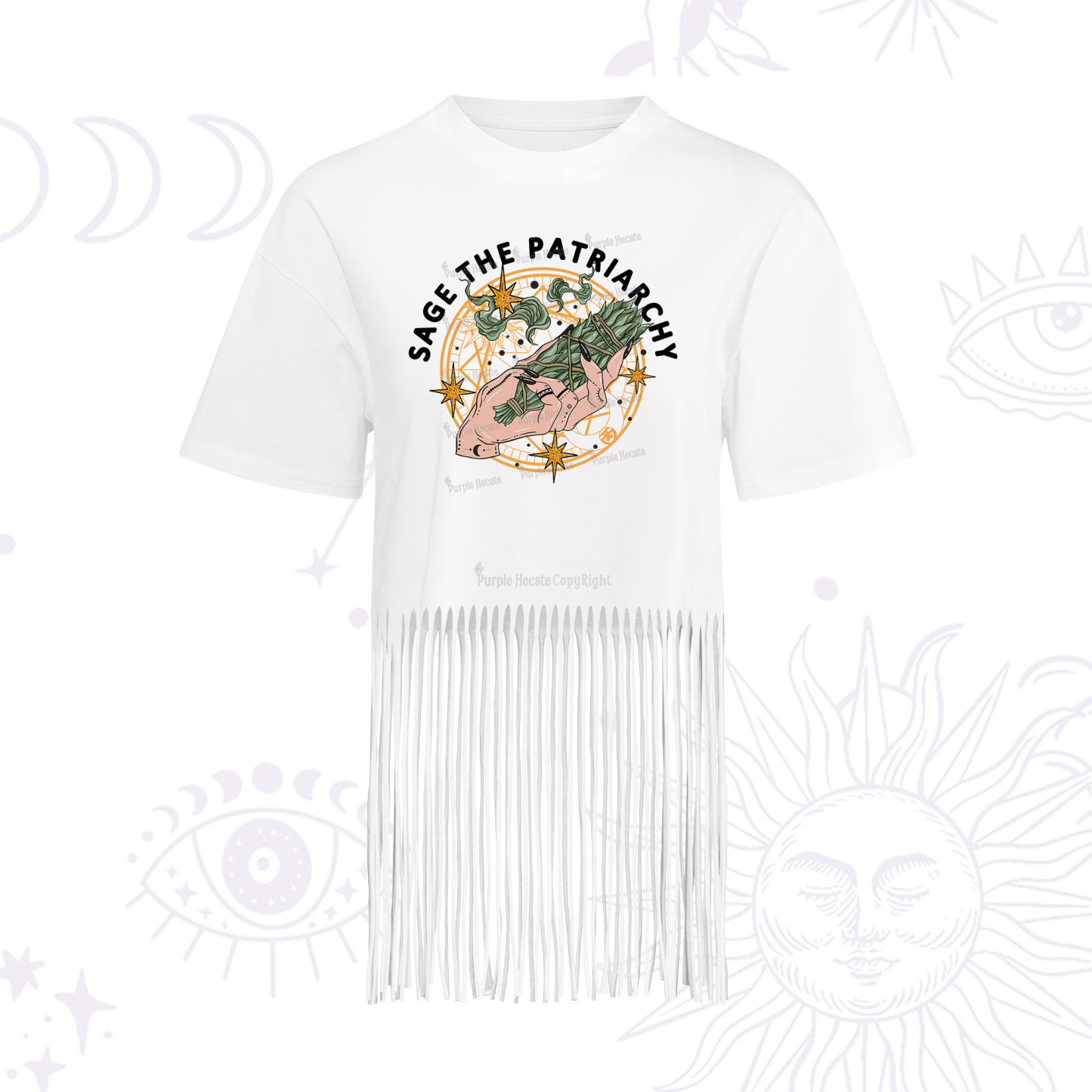 Purplehecate Sage The Patriarchy  Fringe Hem T-Shirt