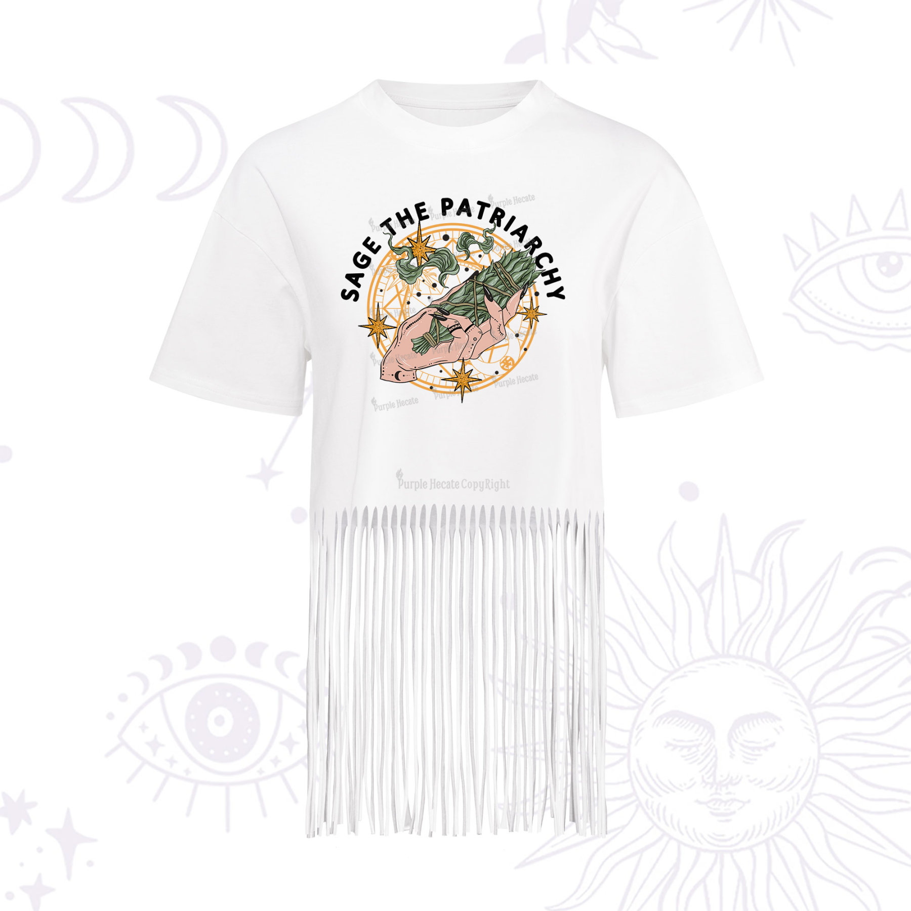 Purplehecate Sage The Patriarchy  Fringe Hem T-Shirt