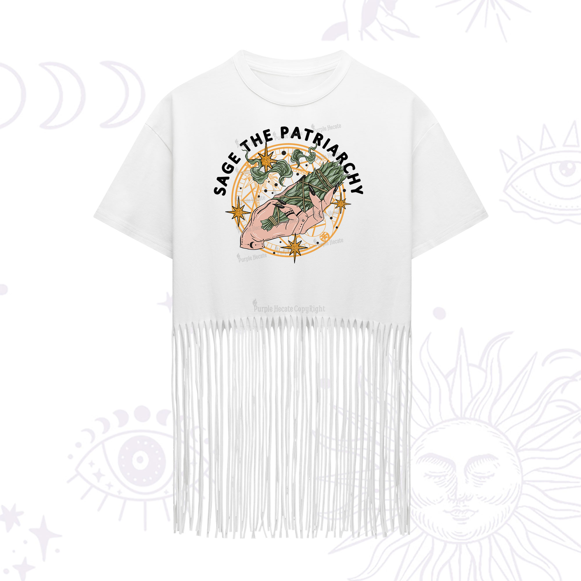 Purplehecate Sage The Patriarchy  Fringe Hem T-Shirt