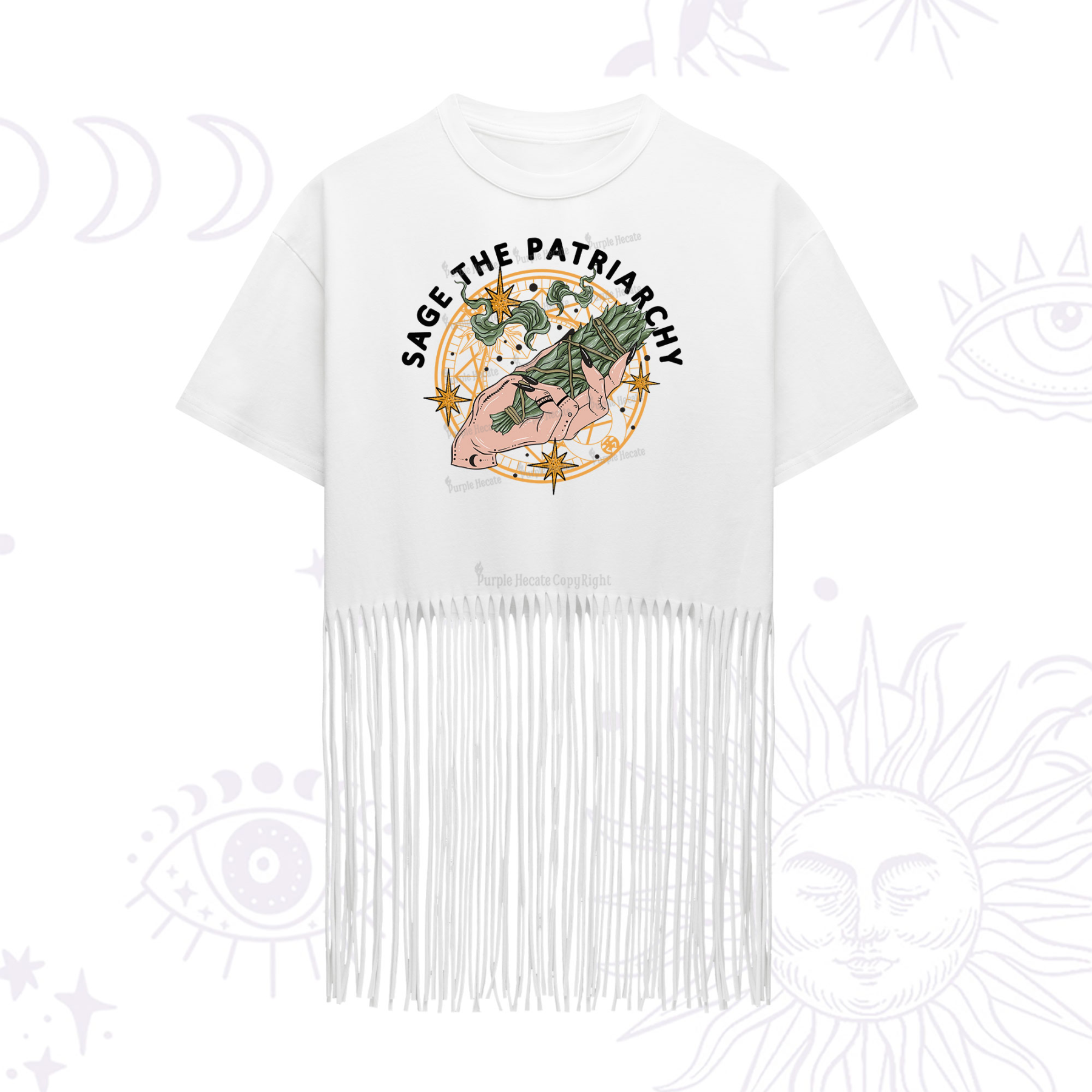 Purplehecate Sage The Patriarchy  Fringe Hem T-Shirt