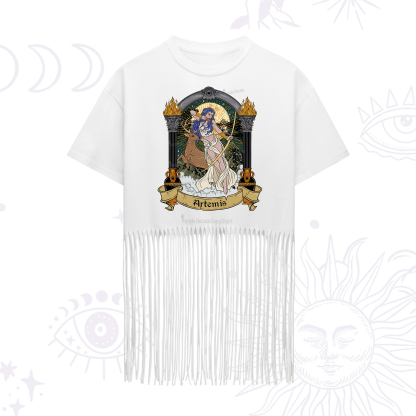 Purplehecate The Huntress Goddess Artemis Fringe Hem T-Shirt