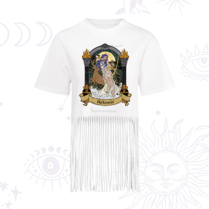 Purplehecate The Huntress Goddess Artemis Fringe Hem T-Shirt