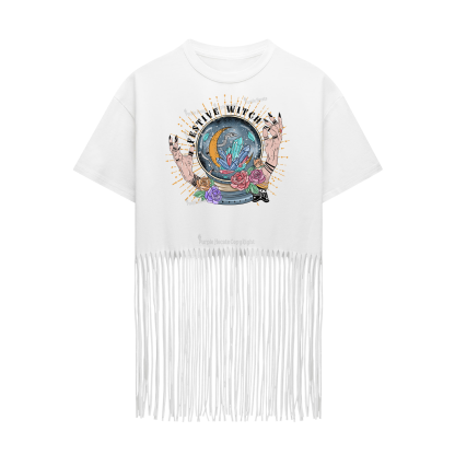 Purplehecate Festive Witch Fringe Hem T-Shirt