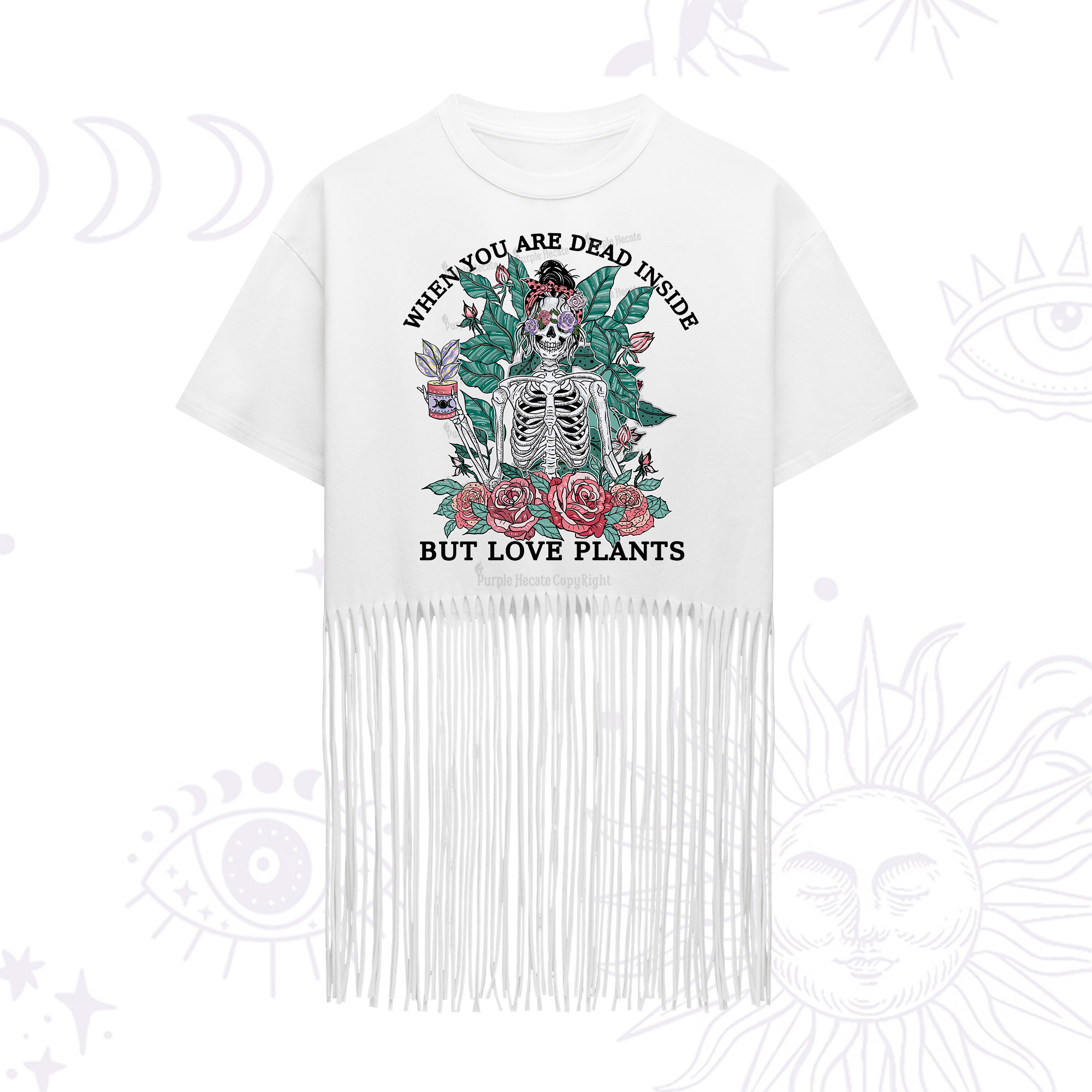 Purplehecate When You Dead Inside Fringe Hem T-Shirt
