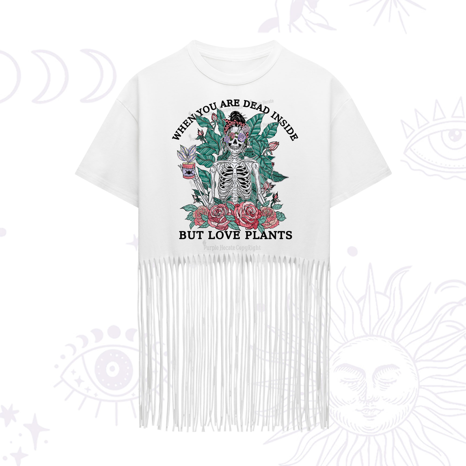 Purplehecate When You Dead Inside Fringe Hem T-Shirt