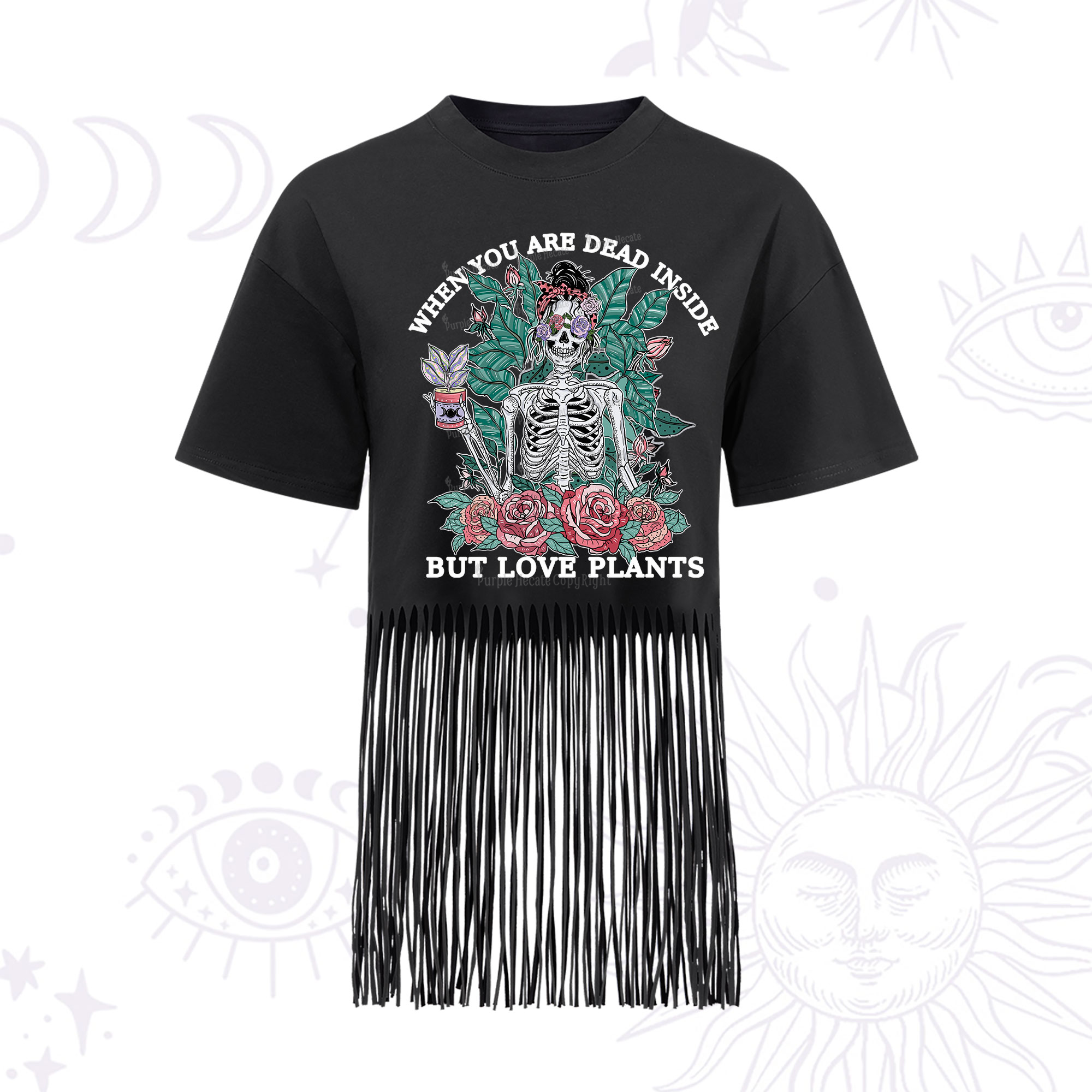 Purplehecate When You Dead Inside Fringe Hem T-Shirt