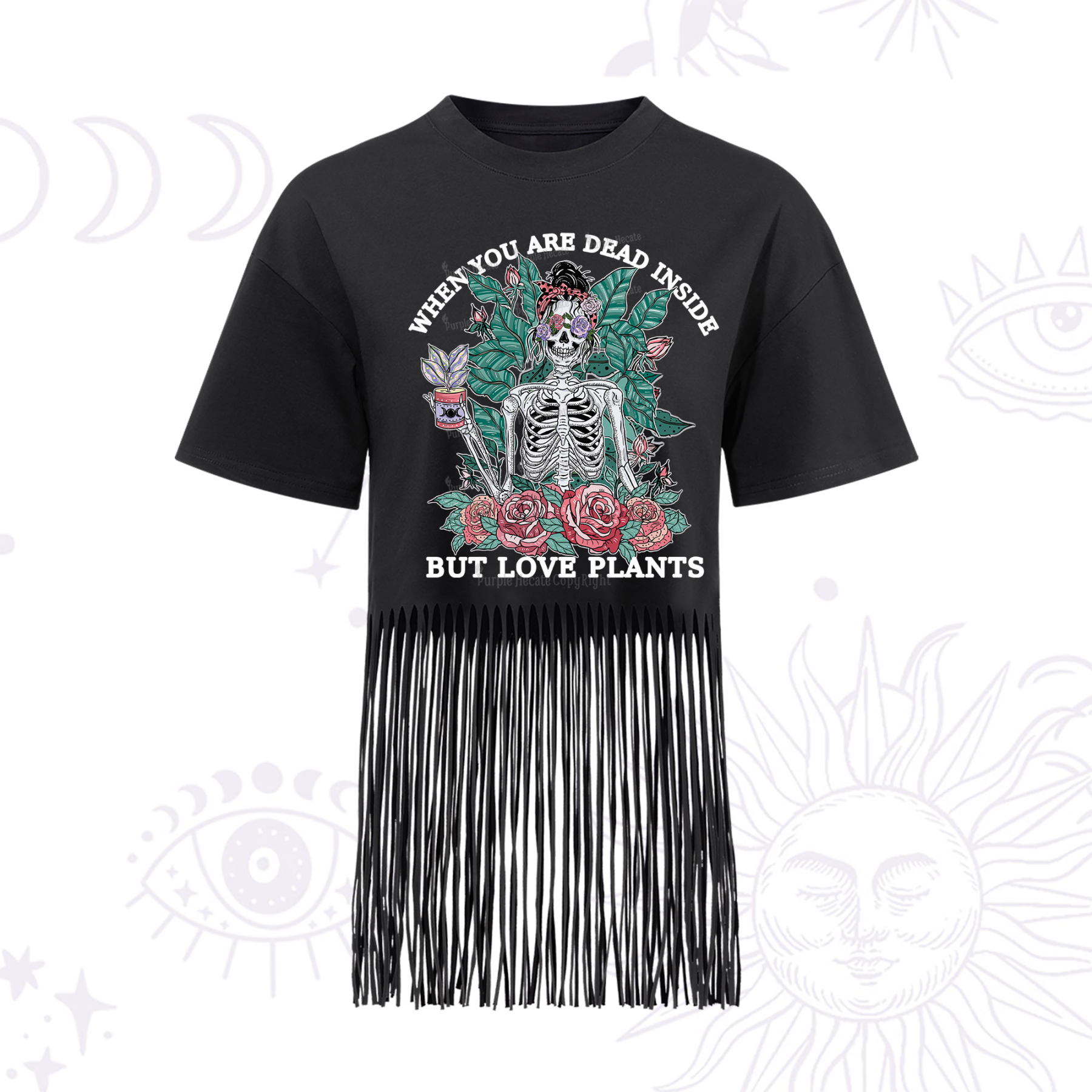 Purplehecate When You Dead Inside Fringe Hem T-Shirt