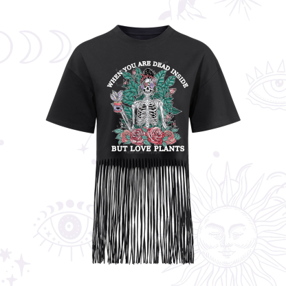 Purplehecate When You Dead Inside Fringe Hem T-Shirt