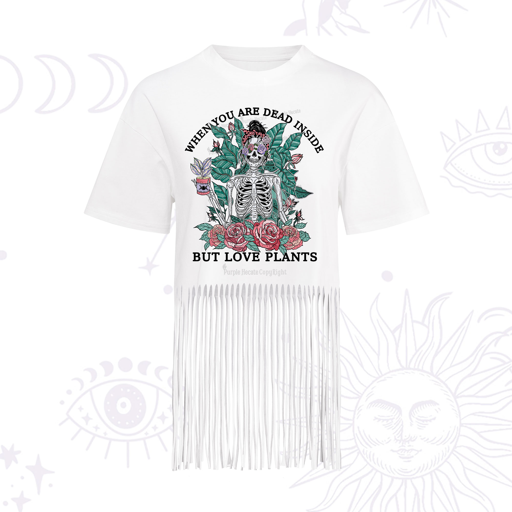 Purplehecate When You Dead Inside Fringe Hem T-Shirt