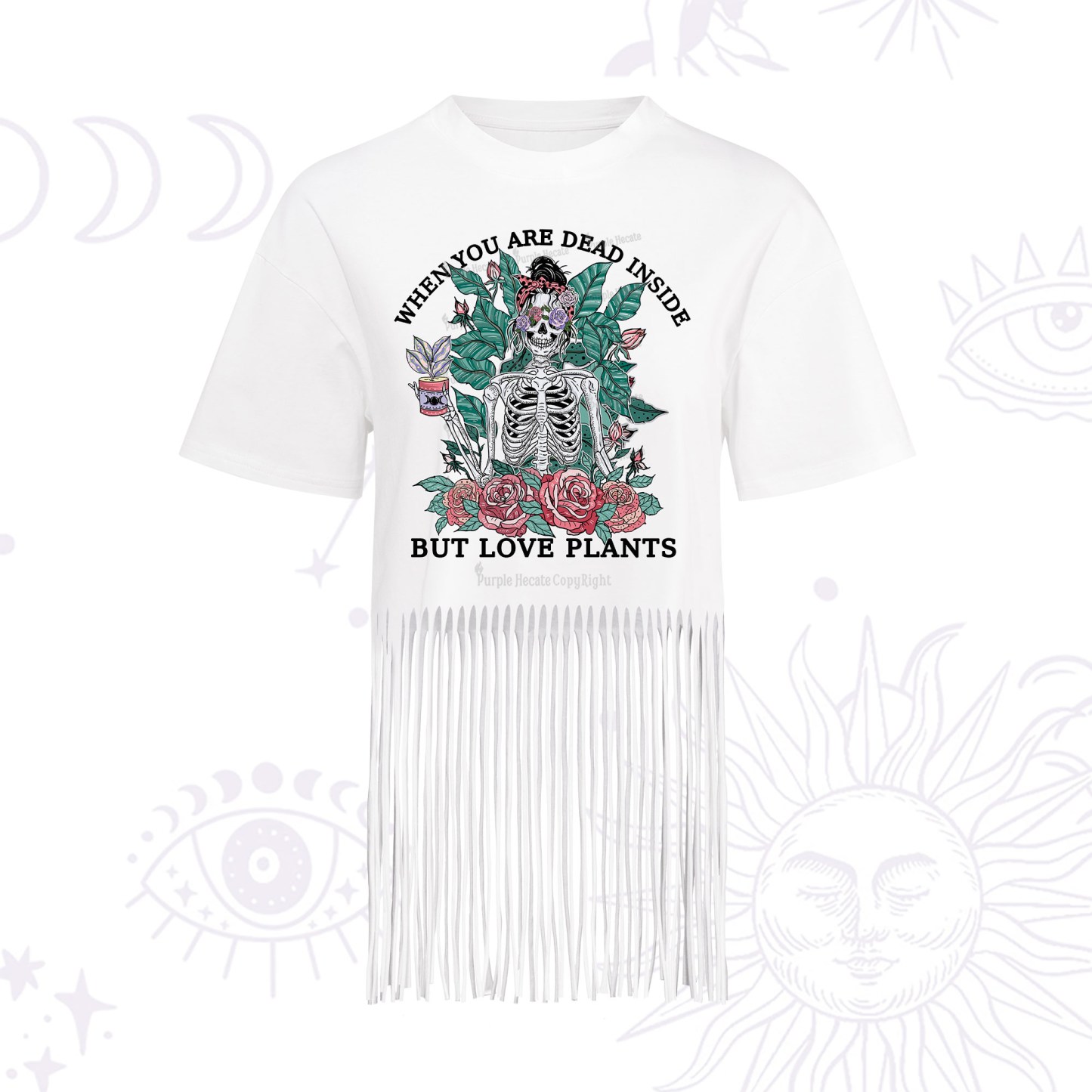 Purplehecate When You Dead Inside Fringe Hem T-Shirt