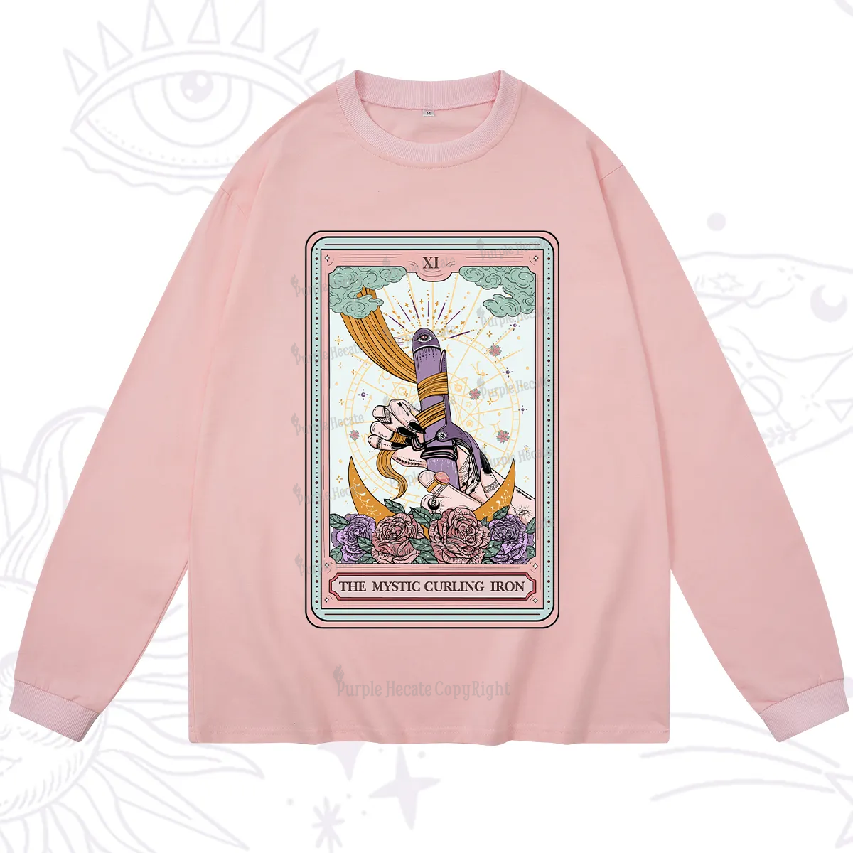 Purplehecate The Mystic Curling Iron Tarot Long Sleeve T-Shirt