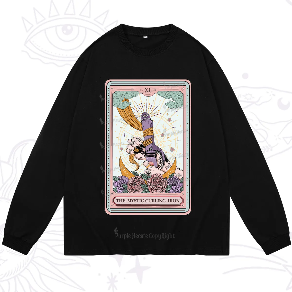 Purplehecate The Mystic Curling Iron Tarot Long Sleeve T-Shirt