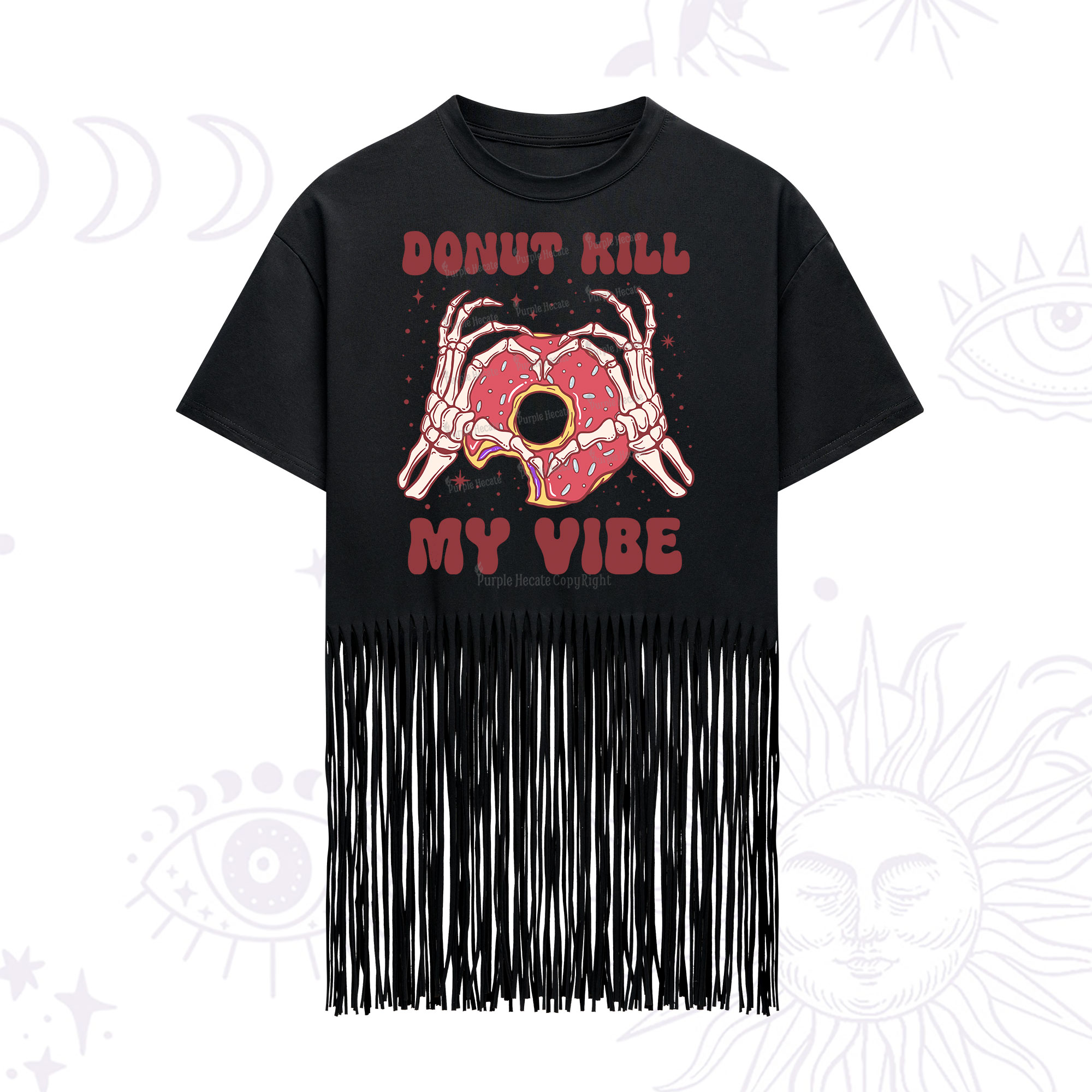 Purplehecate Donut Kill My Vibe Fringe Hem T-Shirt